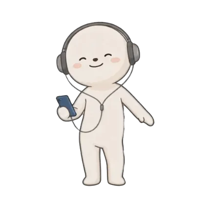 イヤホンで音楽を聴いて楽しむ